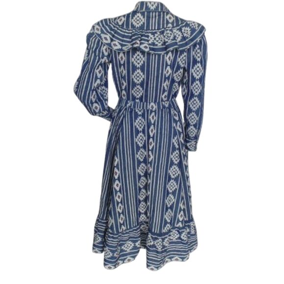 Western Skirt Set, S, 2pc, LS Ruffle shoulder top, Midi Skirt, Tribal Print - Picture 4 of 13